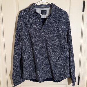 Denim & Flower Ricky Singh Men's XL Blue Flower Slim Fit Button Down Shirt